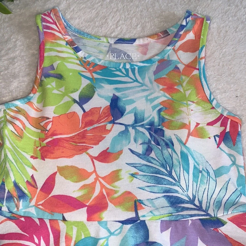 Children’s Place Colorful Tropical Girls Dress 4 EUC